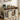 63" Double Dog Crate Furniture, Wooden Dog Kennel Indoor w/Drawers, Sliding Doors, Adjustable Bowls & Rotating Divider,